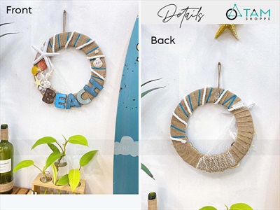 Vòng treo cửa vải bố BEACH Sao Trắng PCB [Thủ công] ĐK30cm VTC-PCB-04